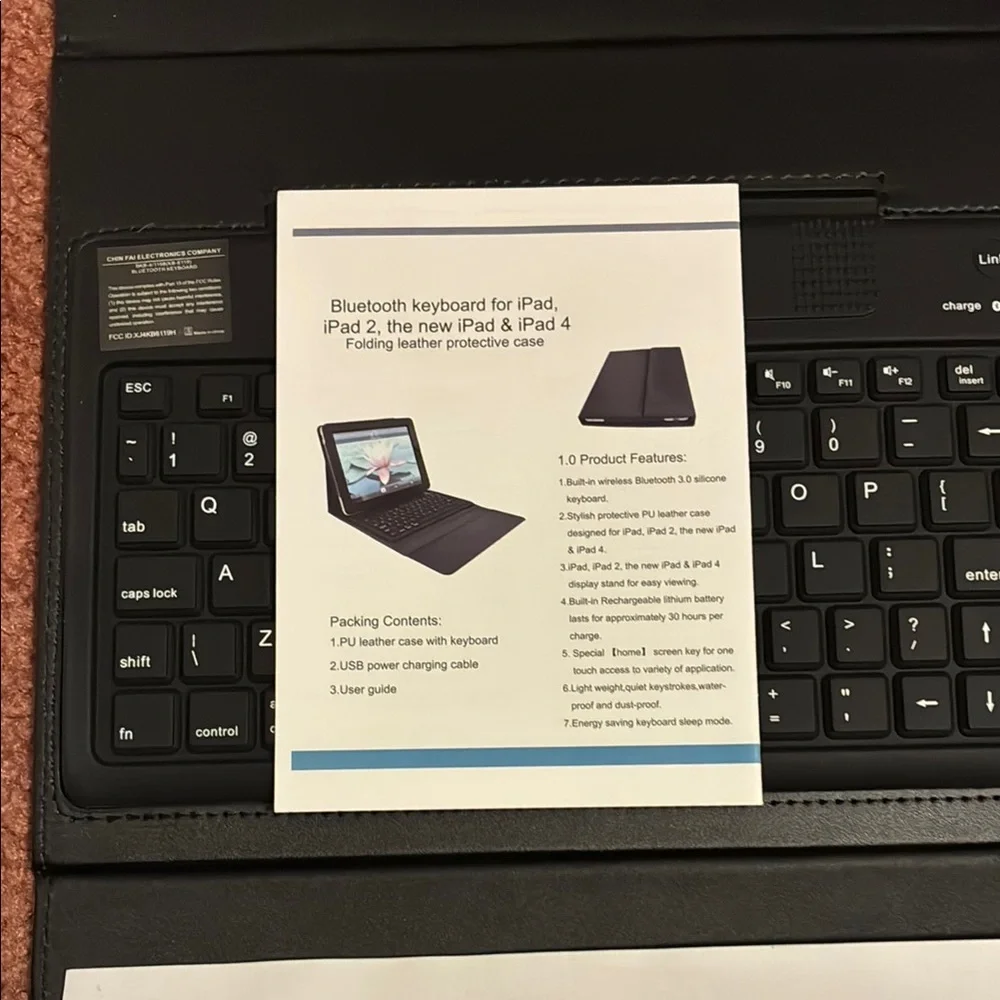 Black🥳2xHP🥳 Folding Leather Protective Case for Tablet Keyboard